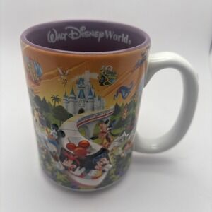 Walt Disney World Four Parks One World Coffee Mug Tea Cup Grandma Purple 3D EUC